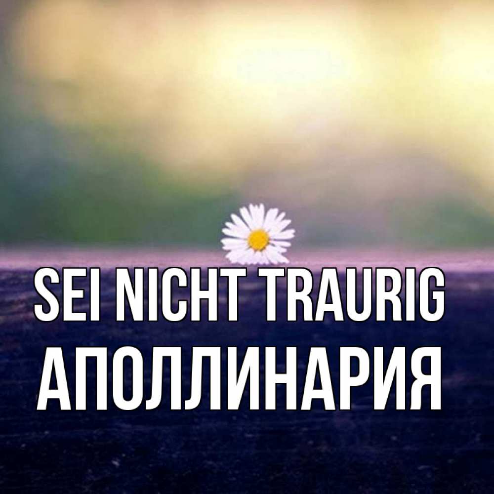 Открытка на каждый день с именем, Аполлинария Sei nicht traurig красота Прикольная открытка с пожеланием онлайн скачать бесплатно 
