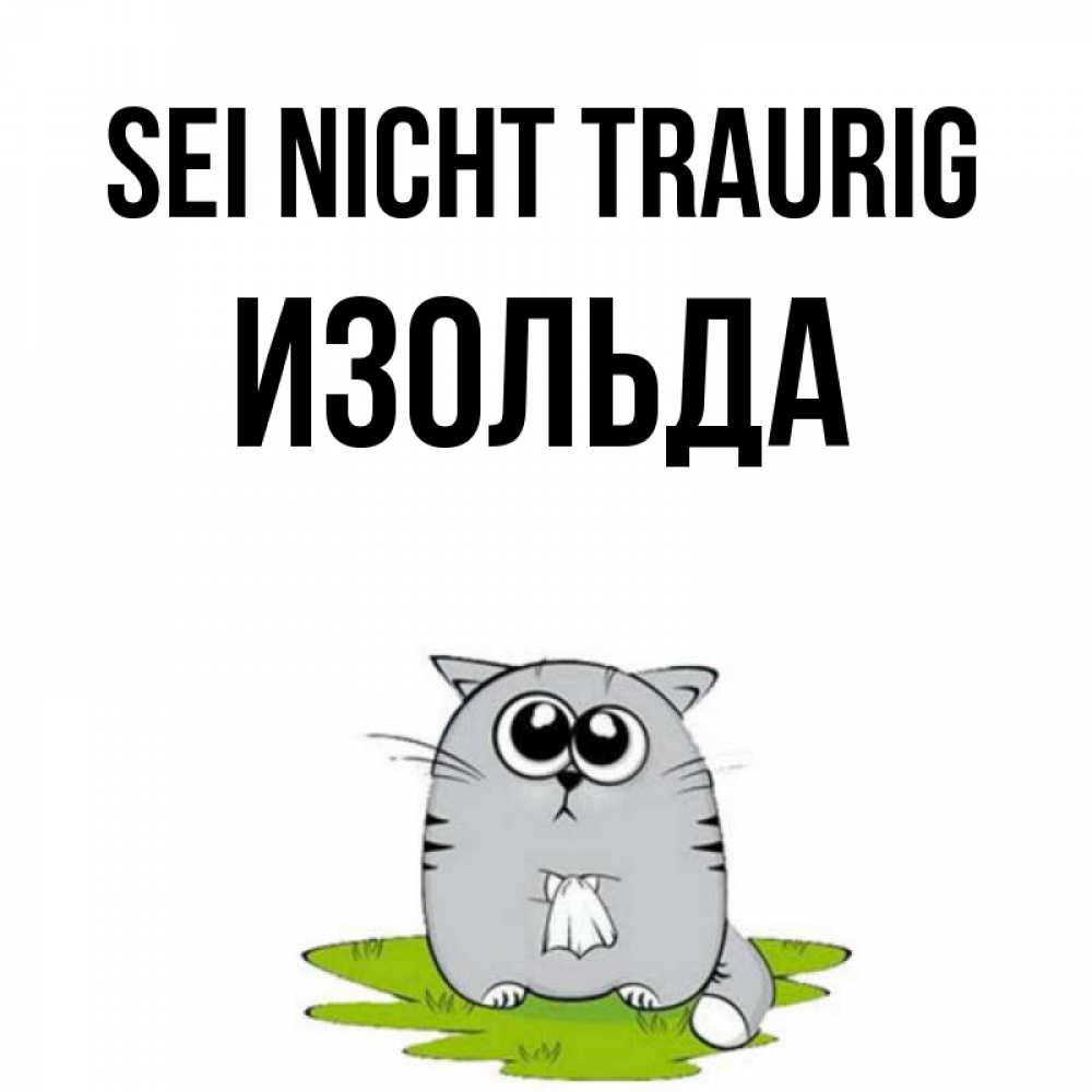 Открытка на каждый день с именем, Изольда Sei nicht traurig грустный котяра Прикольная открытка с пожеланием онлайн скачать бесплатно 