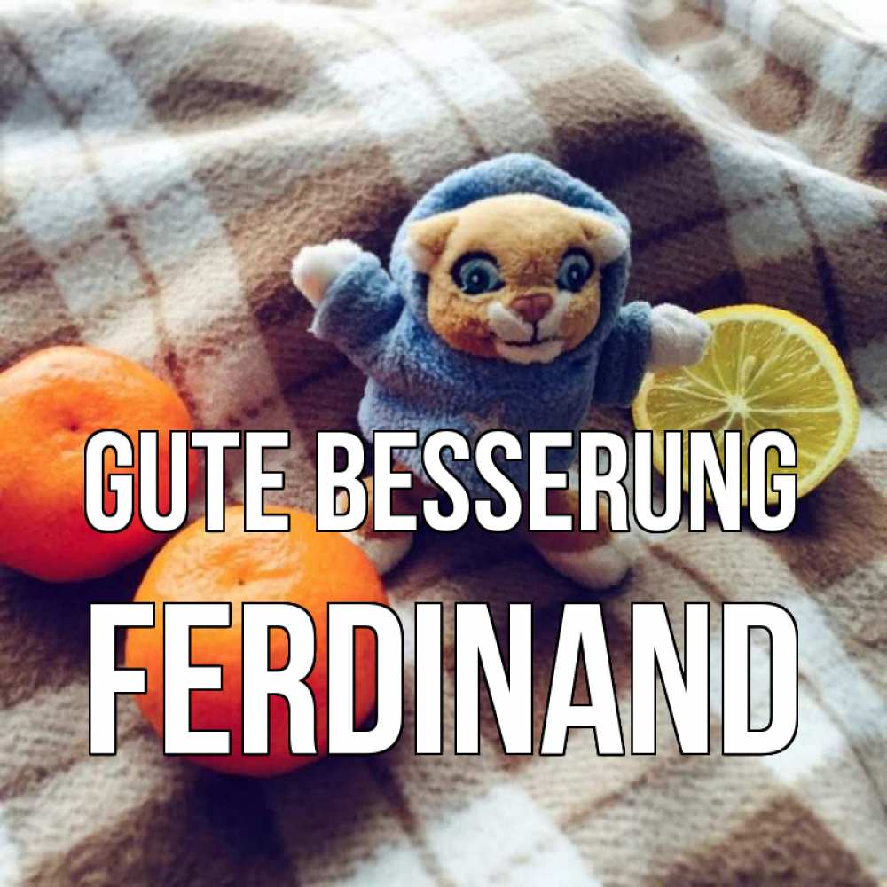 Открытка на каждый день с именем, Ferdinand Gute Besserung вот тебе апельсинка и лимон Прикольная открытка с пожеланием онлайн скачать бесплатно 