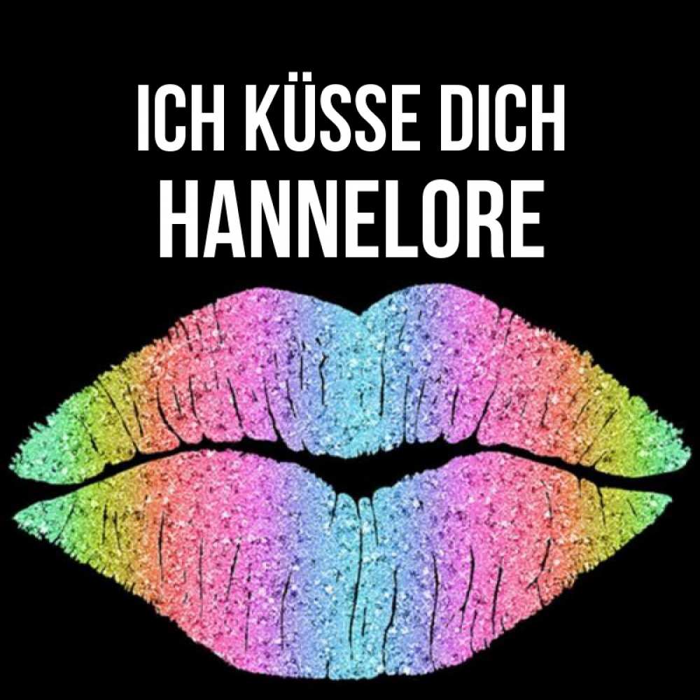 Открытка на каждый день с именем, Hannelore Ich küsse dich след от губ на черном фоне Прикольная открытка с пожеланием онлайн скачать бесплатно 