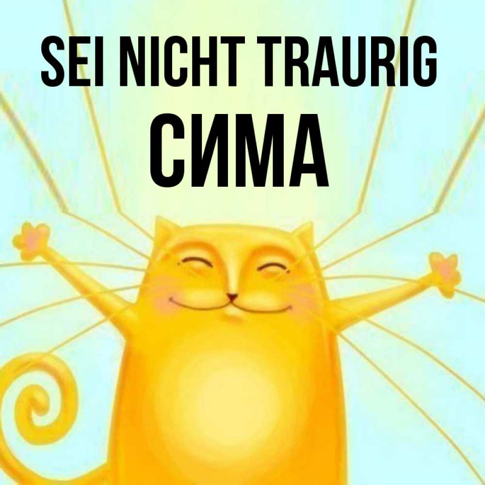 Открытка на каждый день с именем, Сима Sei nicht traurig обнимашки усатые Прикольная открытка с пожеланием онлайн скачать бесплатно 
