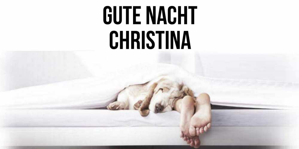 Открытка на каждый день с именем, Christina Gute Nacht кровать с собакой пожелание сладких снов и спокойной ночи Прикольная открытка с пожеланием онлайн скачать бесплатно 