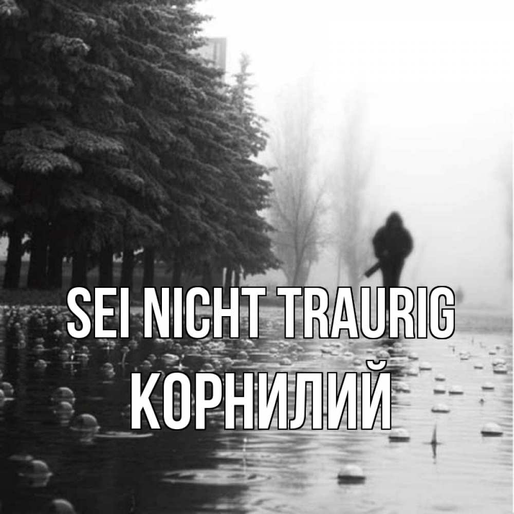 Открытка на каждый день с именем, Корнилий Sei nicht traurig улица под дождем Прикольная открытка с пожеланием онлайн скачать бесплатно 