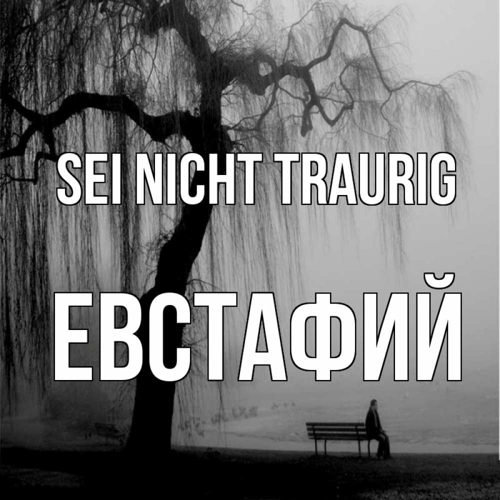 Открытка на каждый день с именем, Евстафий Sei nicht traurig висящие ветки дерева и лавочка под деревом Прикольная открытка с пожеланием онлайн скачать бесплатно 