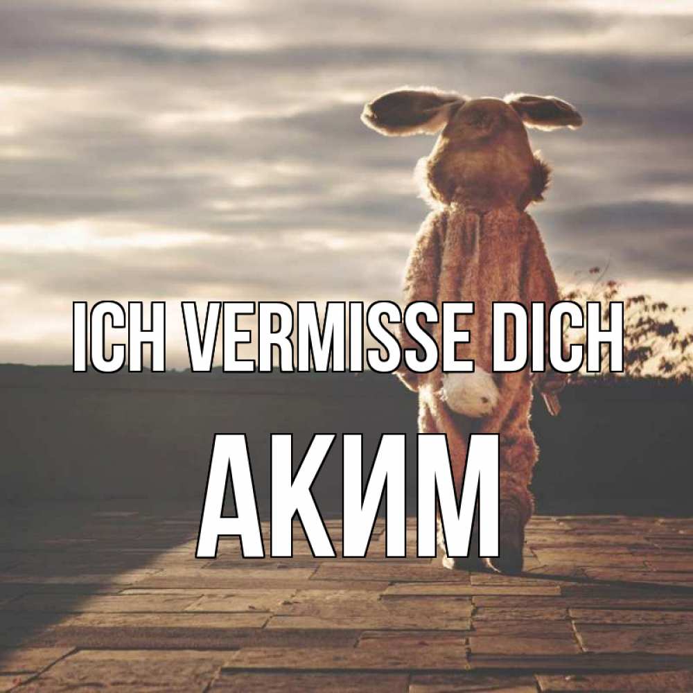 Открытка на каждый день с именем, Аким Ich vermisse dich даже в костюме зайца Прикольная открытка с пожеланием онлайн скачать бесплатно 