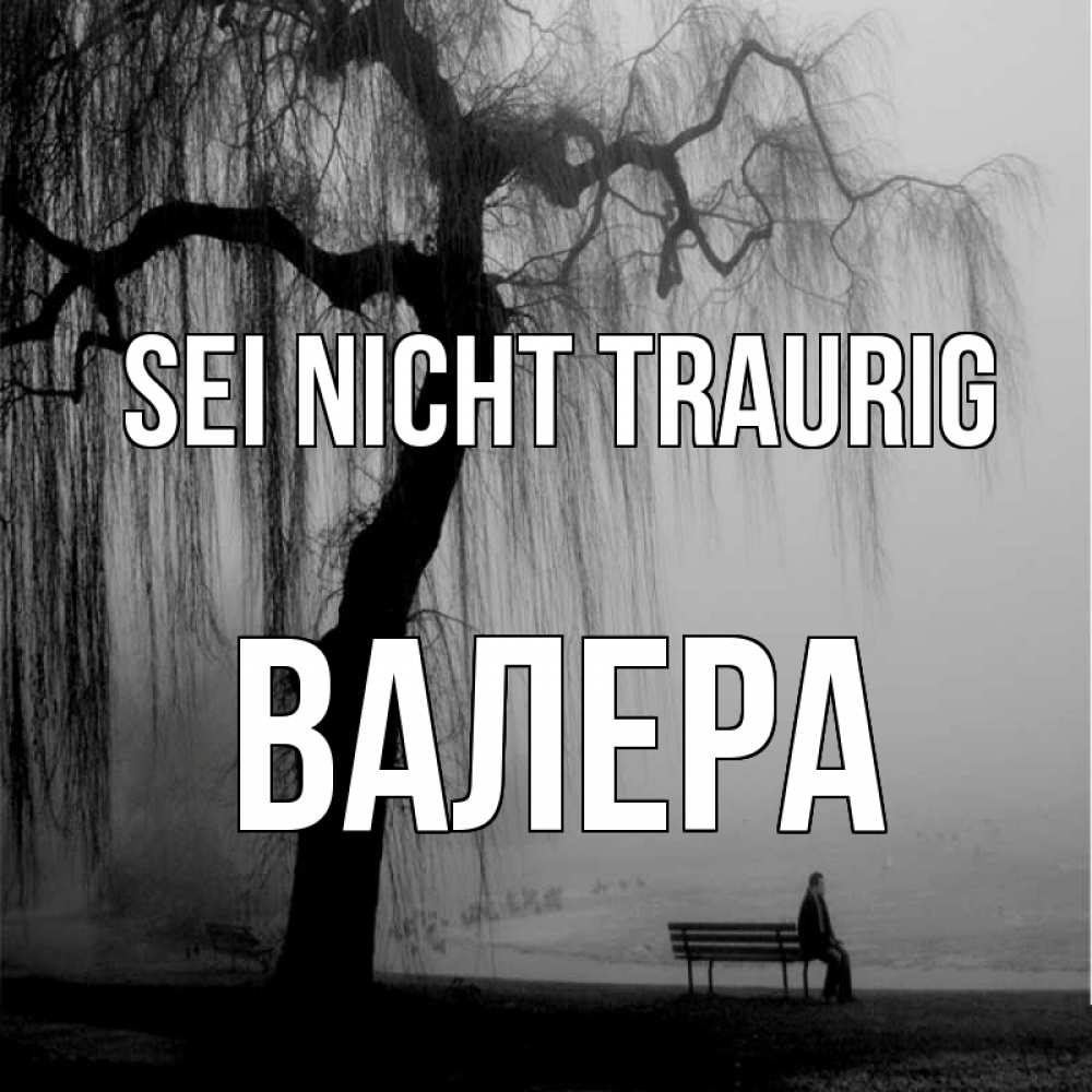 Открытка на каждый день с именем, Валера Sei nicht traurig висящие ветки дерева и лавочка под деревом Прикольная открытка с пожеланием онлайн скачать бесплатно 