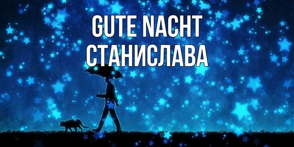 Открытка на каждый день с именем, Станислава Gute Nacht ночные прогулки с котом под звездами Прикольная открытка с пожеланием онлайн скачать бесплатно 