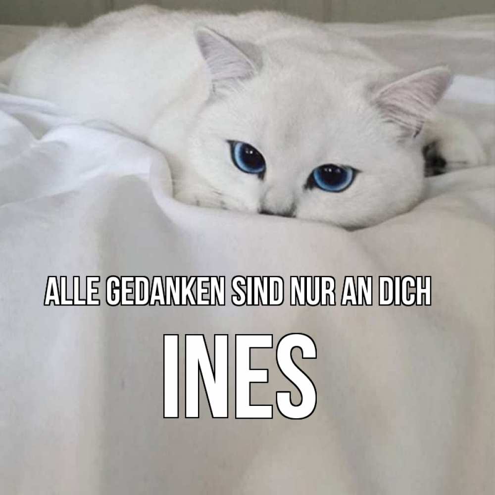 Открытка на каждый день с именем, Ines Alle Gedanken sind nur an dich я очень по тебе скучаю и тоскую Прикольная открытка с пожеланием онлайн скачать бесплатно 
