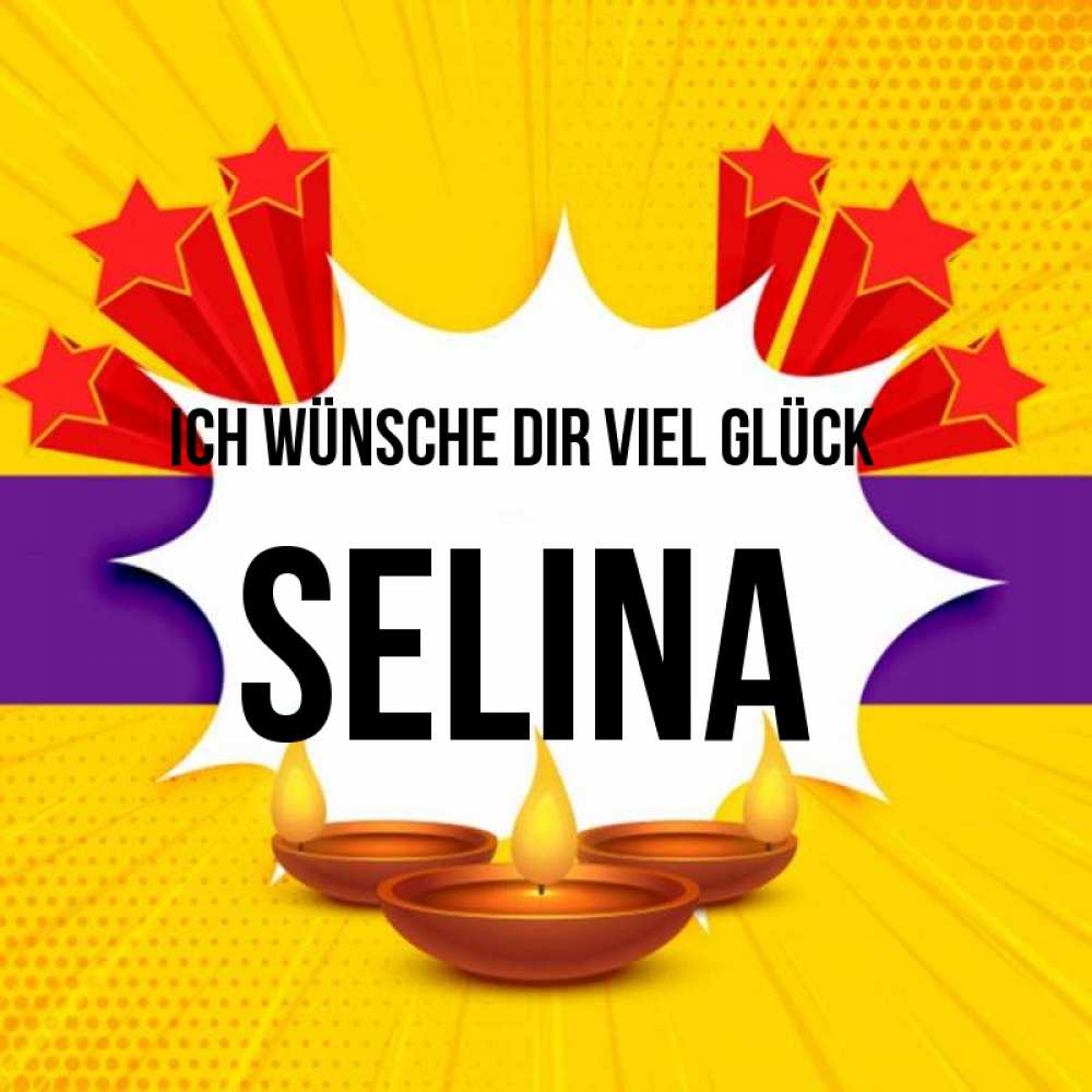 Открытка на каждый день с именем, Selina Ich wünsche dir viel Glück векторное изображение Прикольная открытка с пожеланием онлайн скачать бесплатно 
