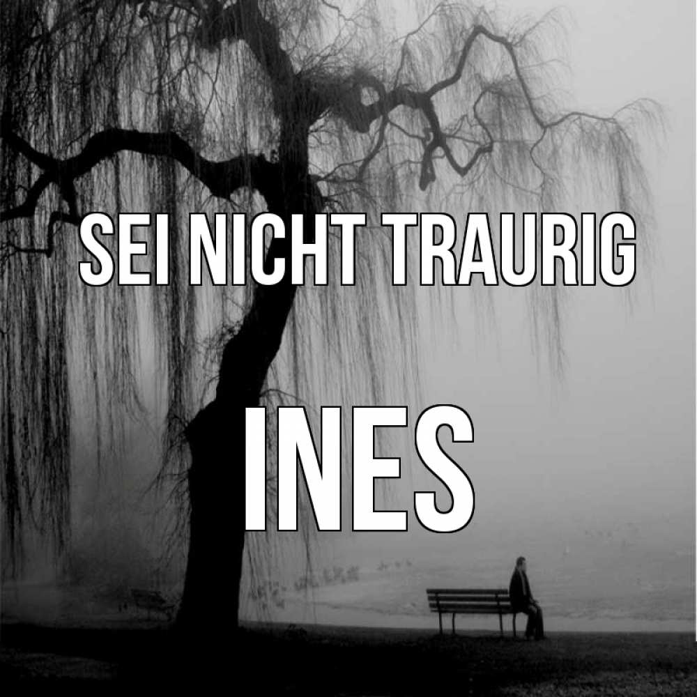 Открытка на каждый день с именем, Ines Sei nicht traurig висящие ветки дерева и лавочка под деревом Прикольная открытка с пожеланием онлайн скачать бесплатно 