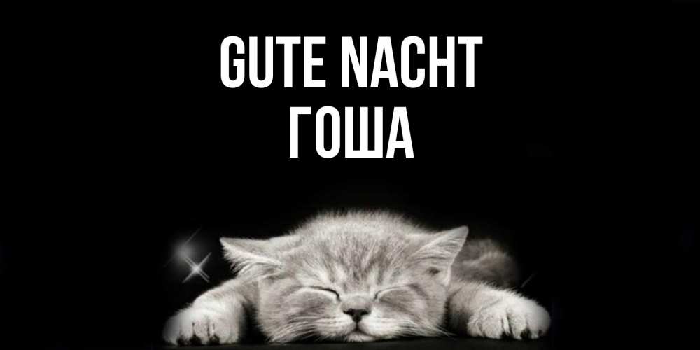 Открытка на каждый день с именем, Гоша Gute Nacht спящий котик Прикольная открытка с пожеланием онлайн скачать бесплатно 