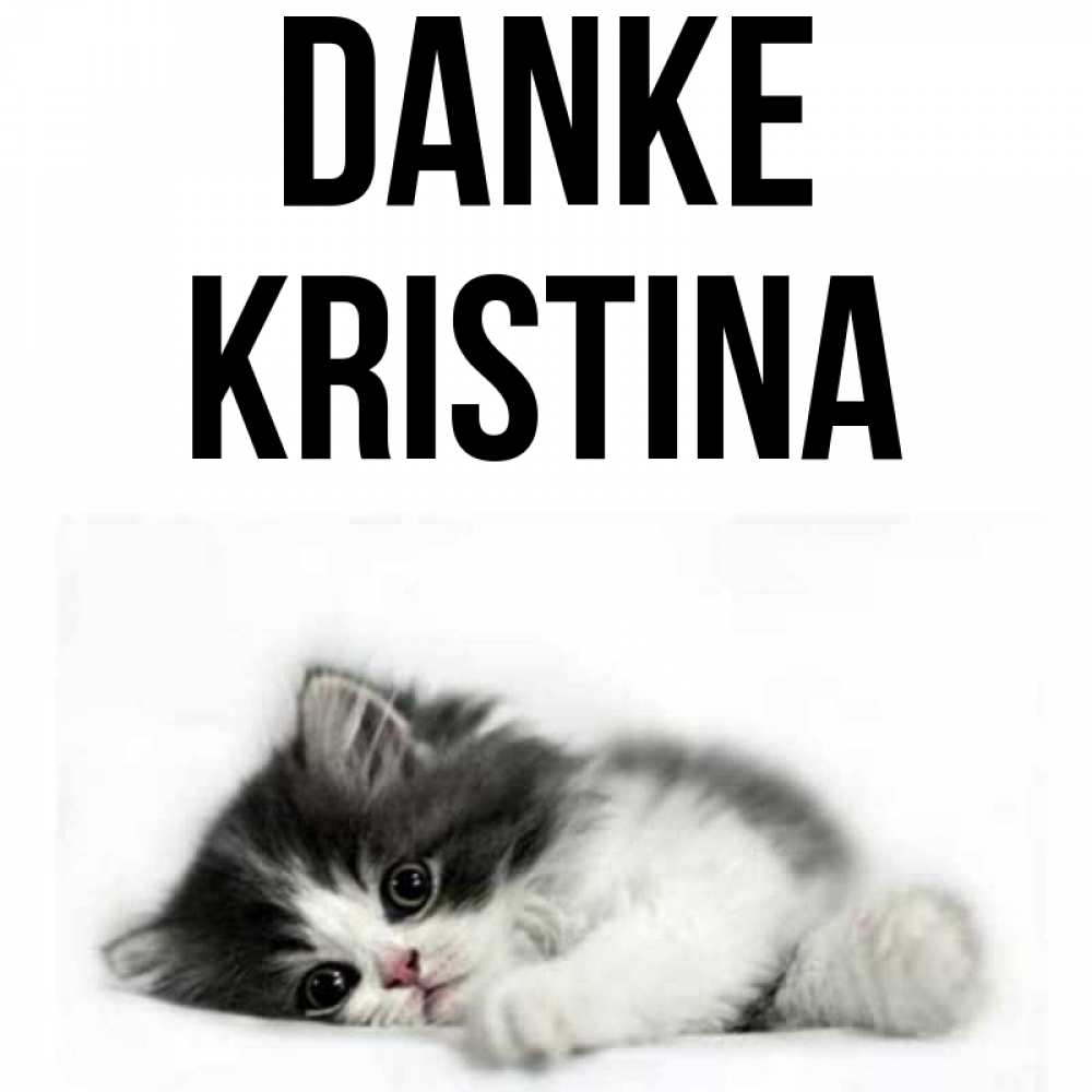 Открытка на каждый день с именем, Kristina Danke черный и белый кот Прикольная открытка с пожеланием онлайн скачать бесплатно 