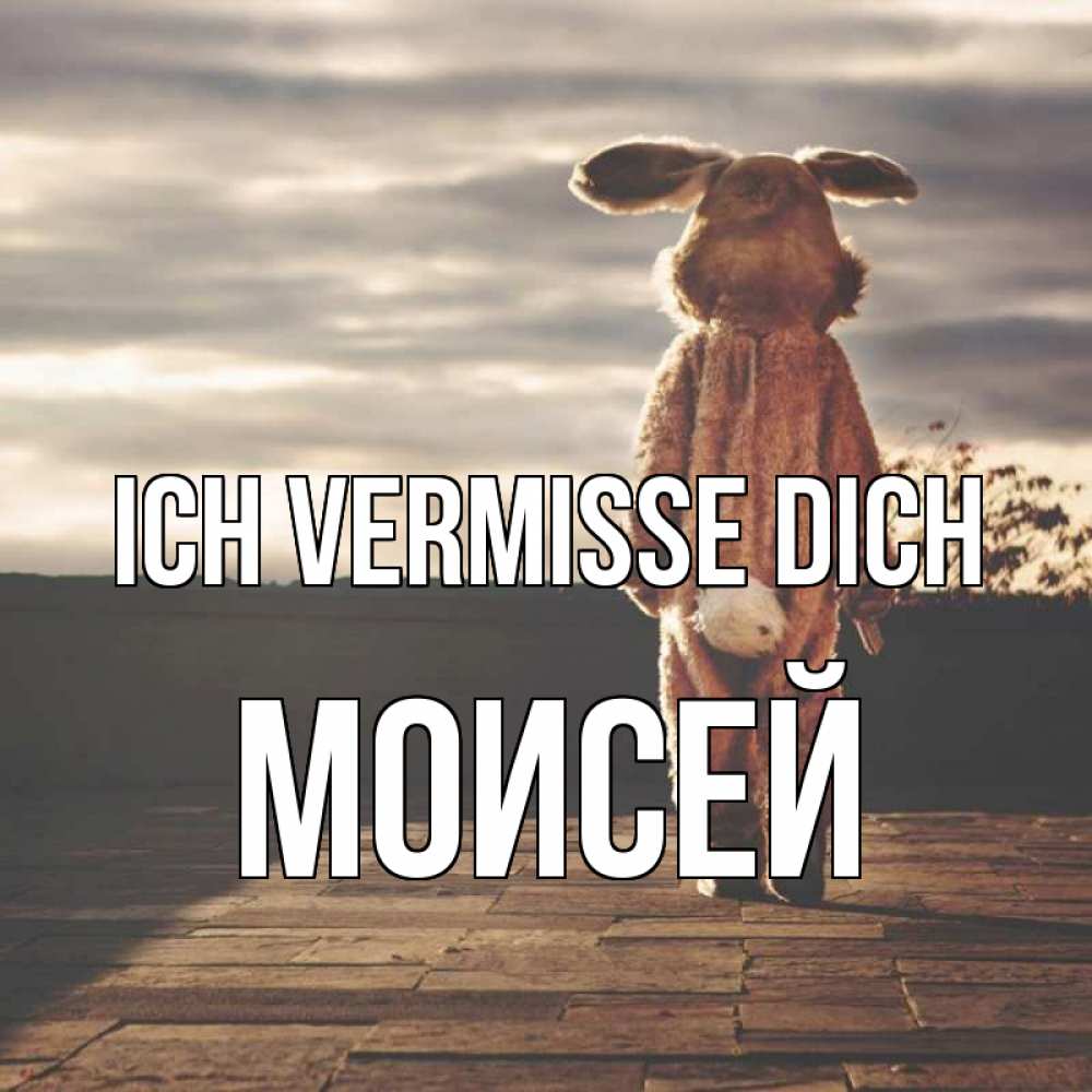 Открытка на каждый день с именем, Моисей Ich vermisse dich даже в костюме зайца Прикольная открытка с пожеланием онлайн скачать бесплатно 