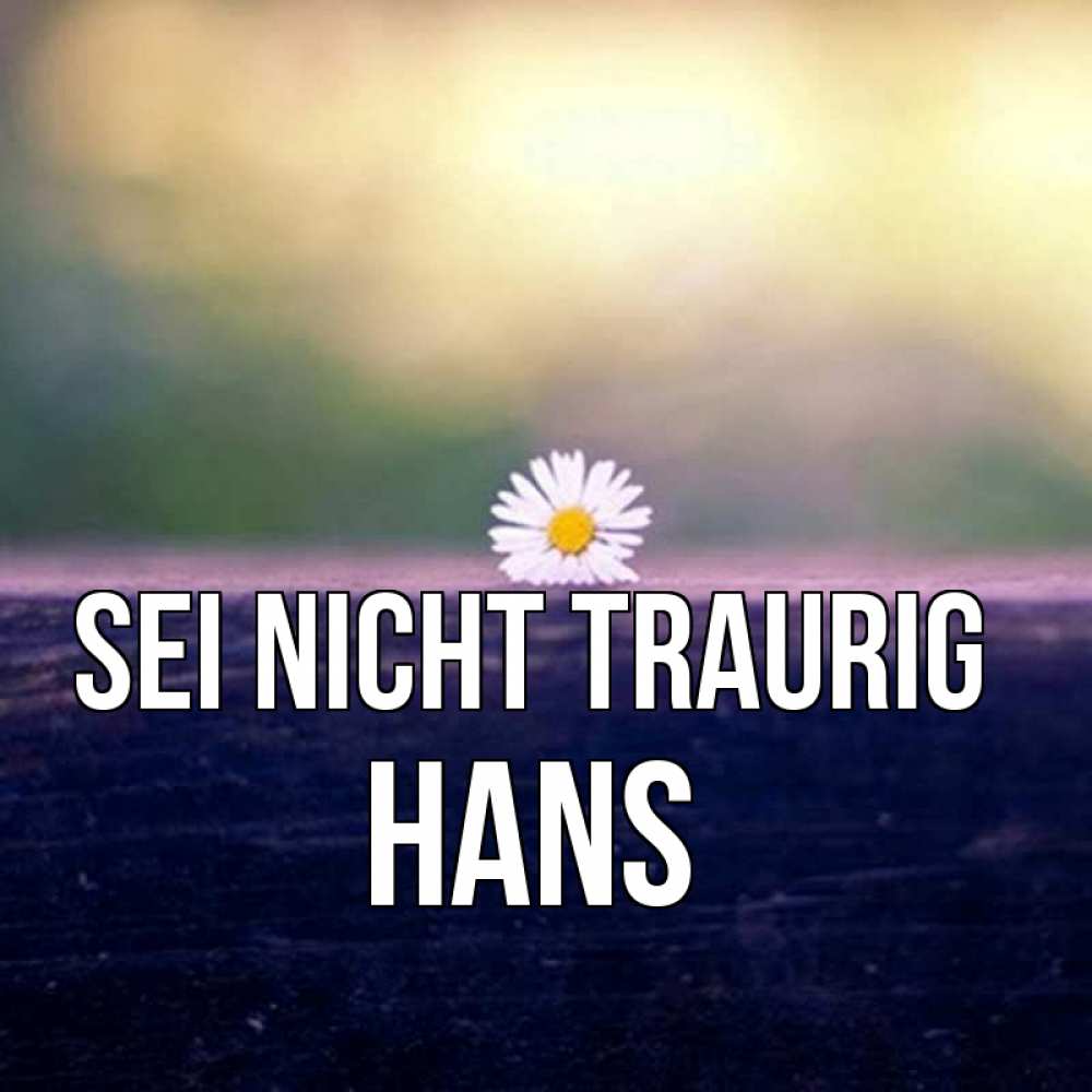 Открытка на каждый день с именем, Hans Sei nicht traurig красота Прикольная открытка с пожеланием онлайн скачать бесплатно 
