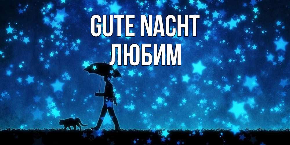 Открытка на каждый день с именем, Любим Gute Nacht ночные прогулки с котом под звездами Прикольная открытка с пожеланием онлайн скачать бесплатно 
