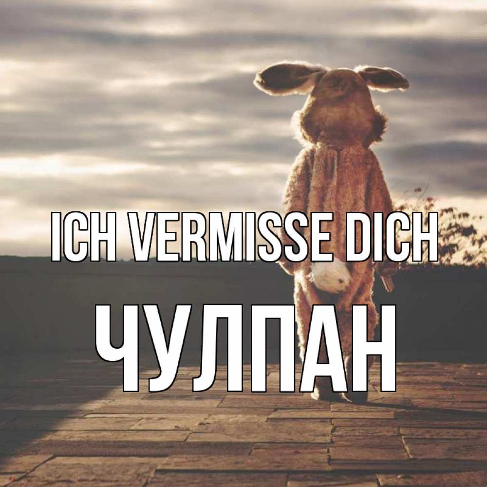 Открытка на каждый день с именем, Чулпан Ich vermisse dich даже в костюме зайца Прикольная открытка с пожеланием онлайн скачать бесплатно 