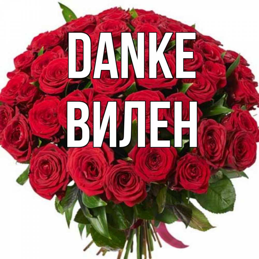 Открытка на каждый день с именем, Вилен Danke букет красных роз Прикольная открытка с пожеланием онлайн скачать бесплатно 