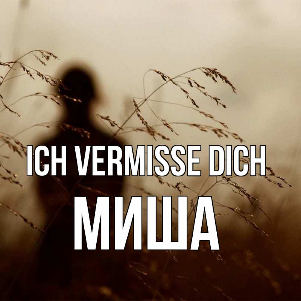 Открытка на каждый день с именем, Миша Ich vermisse dich силуэт девушки Прикольная открытка с пожеланием онлайн скачать бесплатно 