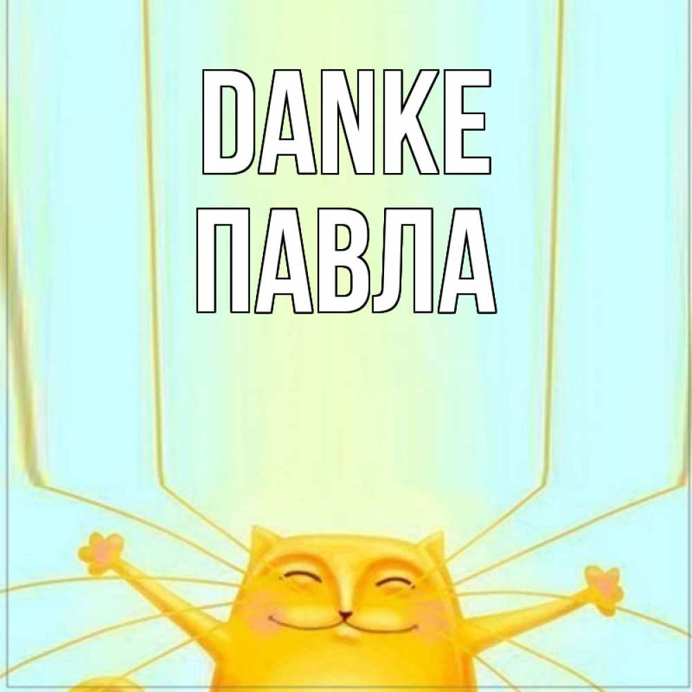 Открытка на каждый день с именем, Павла Danke кот с усами благодарит Прикольная открытка с пожеланием онлайн скачать бесплатно 