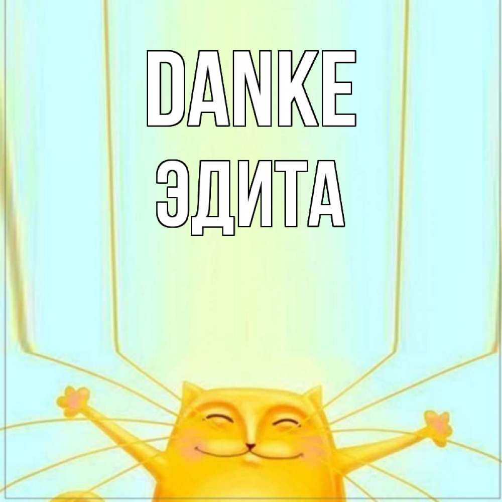 Открытка на каждый день с именем, Эдита Danke кот с усами благодарит Прикольная открытка с пожеланием онлайн скачать бесплатно 