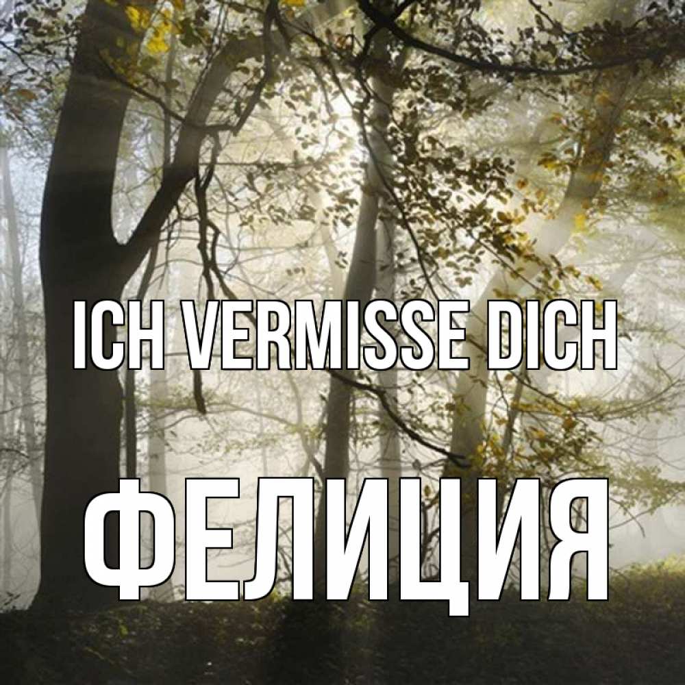 Открытка на каждый день с именем, Фелиция Ich vermisse dich грустно Прикольная открытка с пожеланием онлайн скачать бесплатно 
