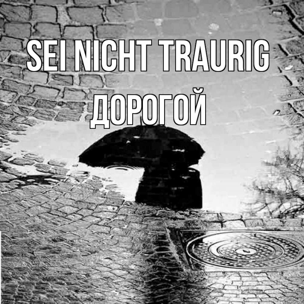 Открытка на каждый день с именем, Дорогой Sei nicht traurig отражение в луже Прикольная открытка с пожеланием онлайн скачать бесплатно 