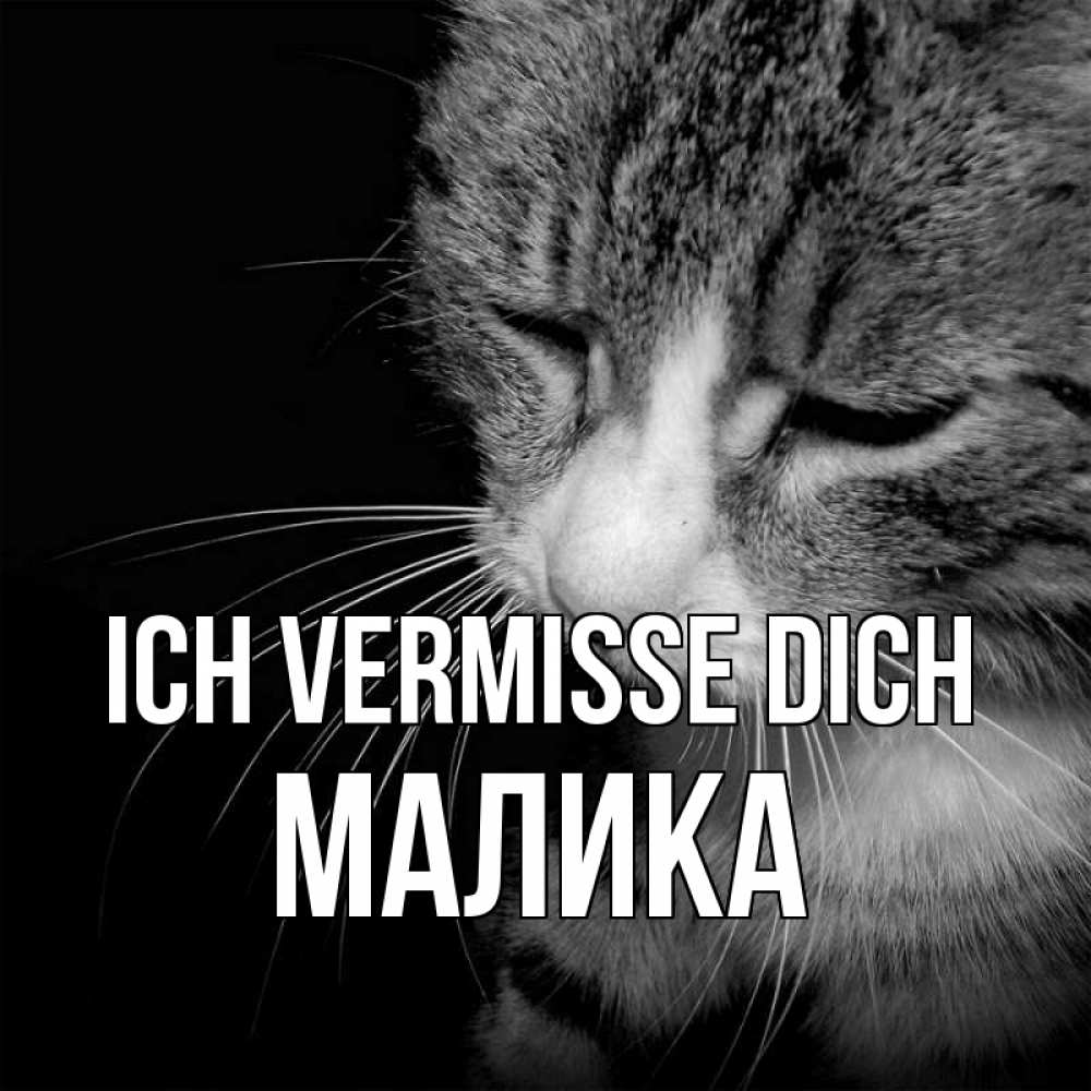 Открытка на каждый день с именем, Малика Ich vermisse dich мне скучно Прикольная открытка с пожеланием онлайн скачать бесплатно 