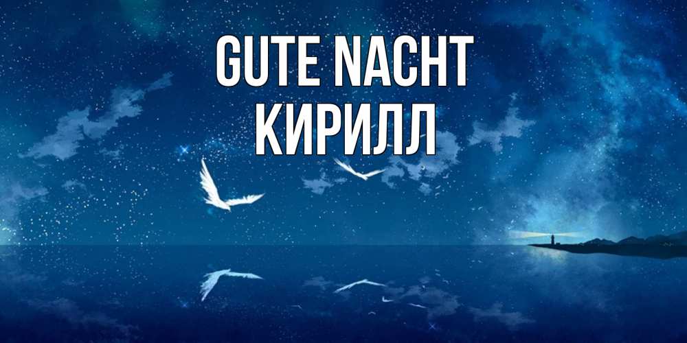 Открытка на каждый день с именем, Кирилл Gute Nacht птицы летят на фоне ночного неба Прикольная открытка с пожеланием онлайн скачать бесплатно 