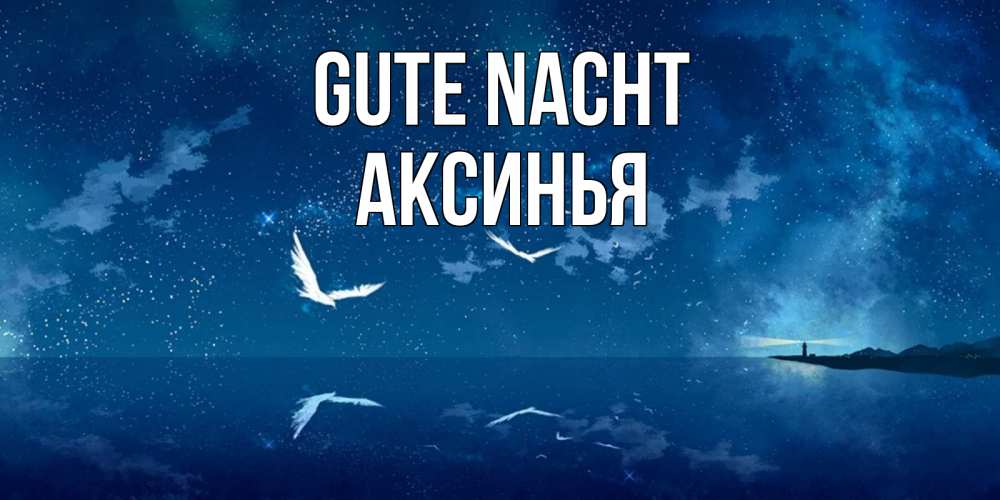 Открытка на каждый день с именем, Аксинья Gute Nacht птицы летят на фоне ночного неба Прикольная открытка с пожеланием онлайн скачать бесплатно 