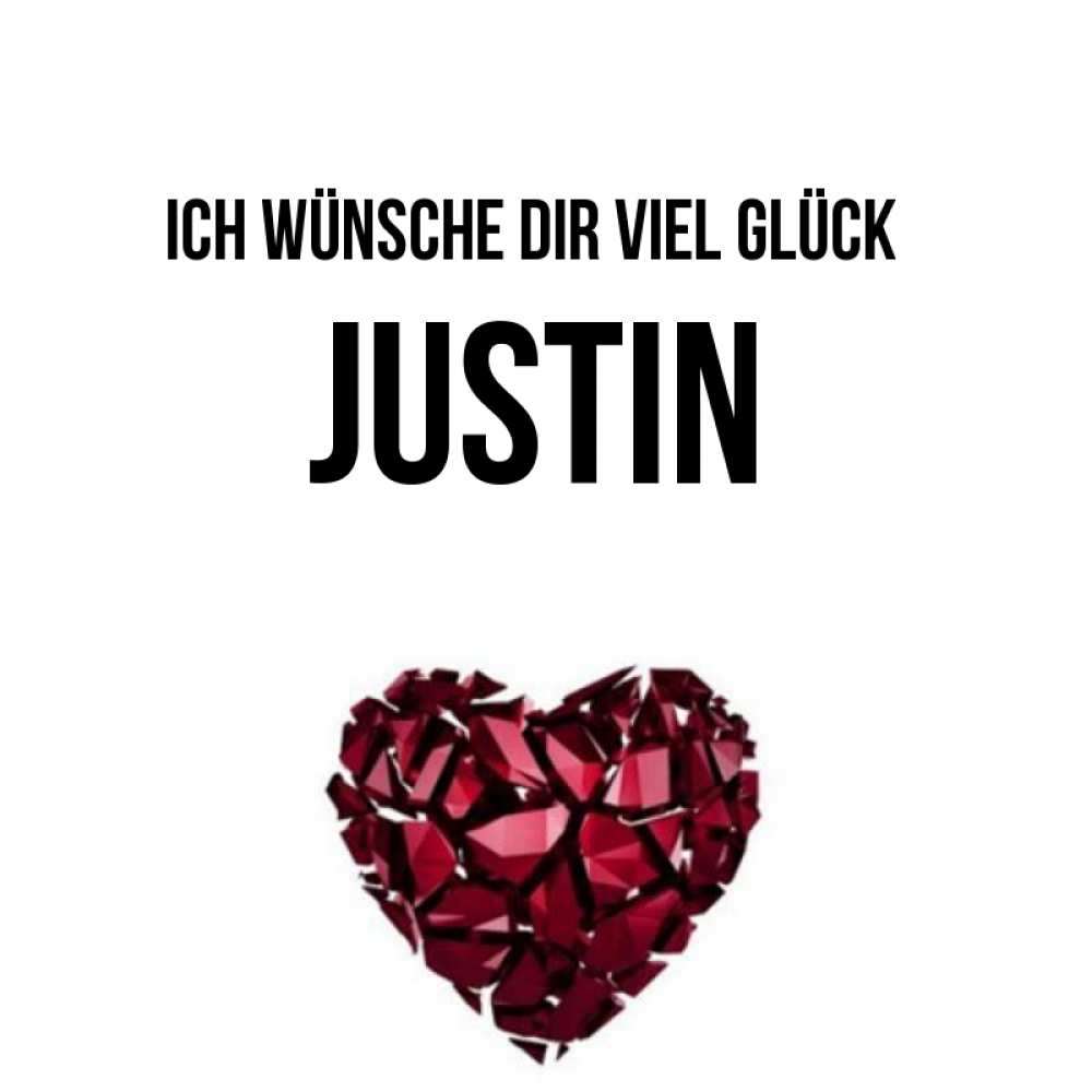 Открытка на каждый день с именем, Justin Ich wünsche dir viel Glück бордовое из кристаллов  1 Прикольная открытка с пожеланием онлайн скачать бесплатно 