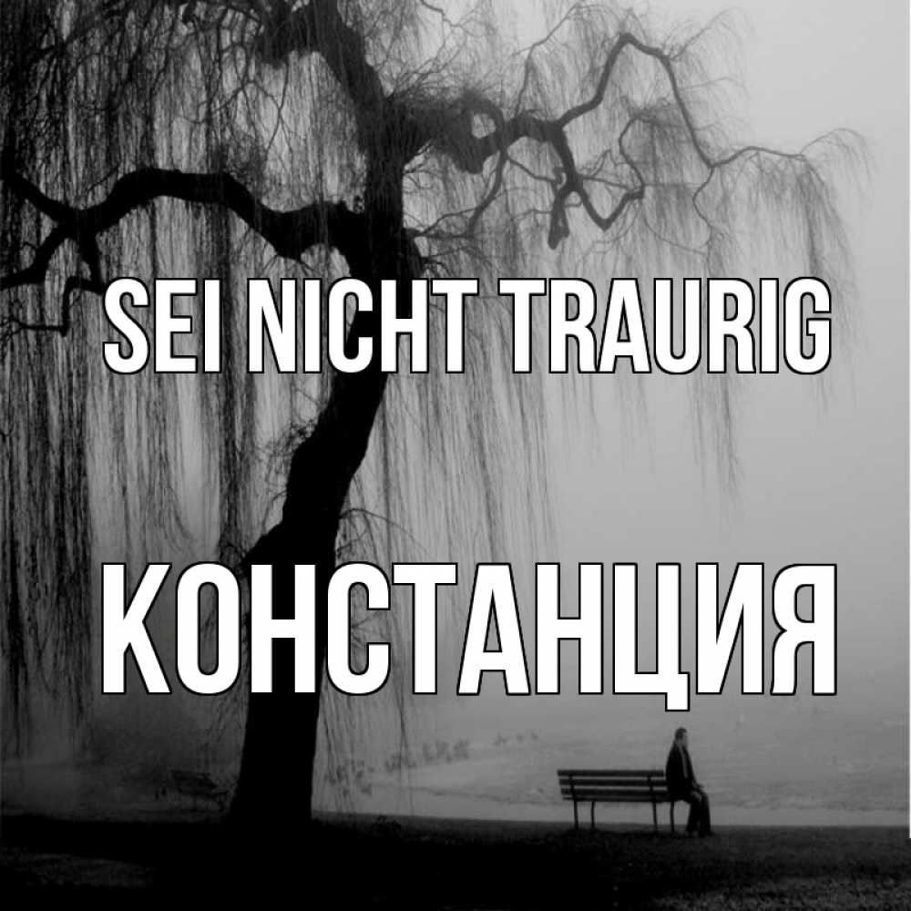 Открытка на каждый день с именем, Констанция Sei nicht traurig висящие ветки дерева и лавочка под деревом Прикольная открытка с пожеланием онлайн скачать бесплатно 