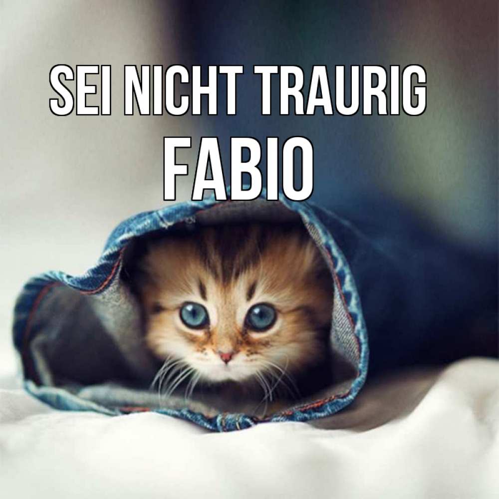 Открытка на каждый день с именем, Fabio Sei nicht traurig рыжик котик Прикольная открытка с пожеланием онлайн скачать бесплатно 