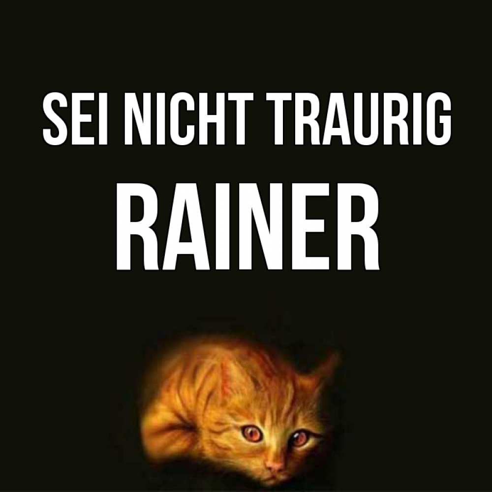 Открытка на каждый день с именем, Rainer Sei nicht traurig лежащий кот в темноте Прикольная открытка с пожеланием онлайн скачать бесплатно 