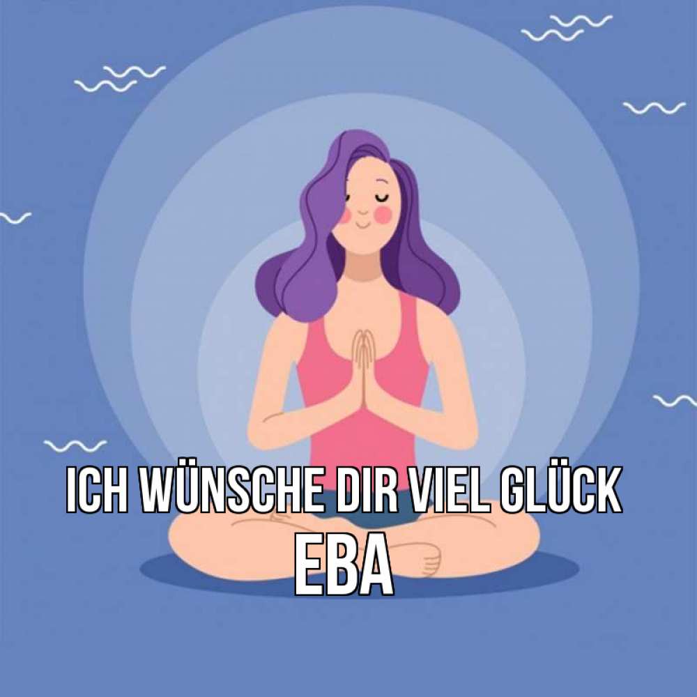 Открытка на каждый день с именем, Ева Ich wünsche dir viel Glück девушка с фиолетовыми волосами Прикольная открытка с пожеланием онлайн скачать бесплатно 