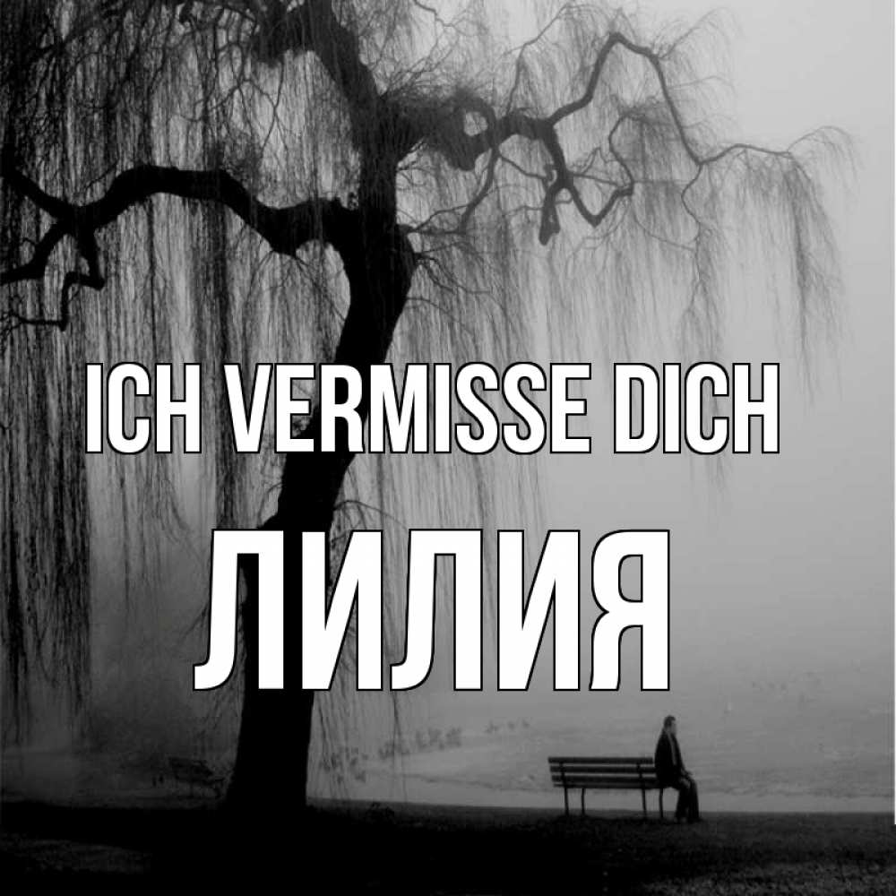 Открытка на каждый день с именем, Лилия Ich vermisse dich лавочка под деревом я жду тебя Прикольная открытка с пожеланием онлайн скачать бесплатно 