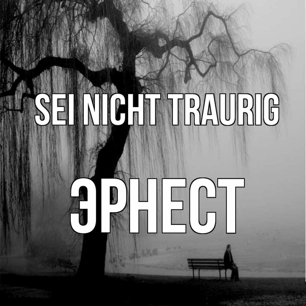Открытка на каждый день с именем, Эрнест Sei nicht traurig висящие ветки дерева и лавочка под деревом Прикольная открытка с пожеланием онлайн скачать бесплатно 
