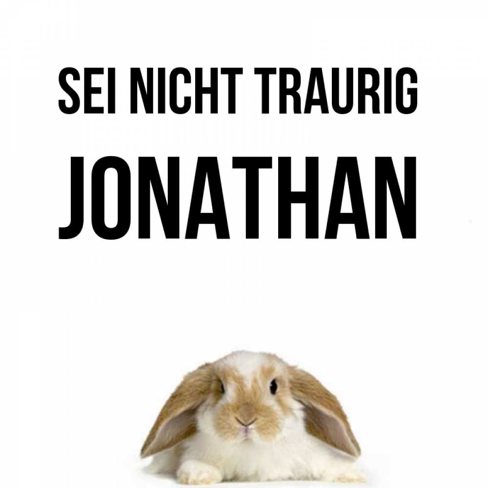 Открытка на каждый день с именем, Jonathan Sei nicht traurig коричнево белый заяц с большими ушками Прикольная открытка с пожеланием онлайн скачать бесплатно 