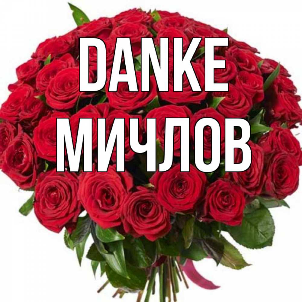 Открытка на каждый день с именем, Мичлов Danke букет красных роз Прикольная открытка с пожеланием онлайн скачать бесплатно 