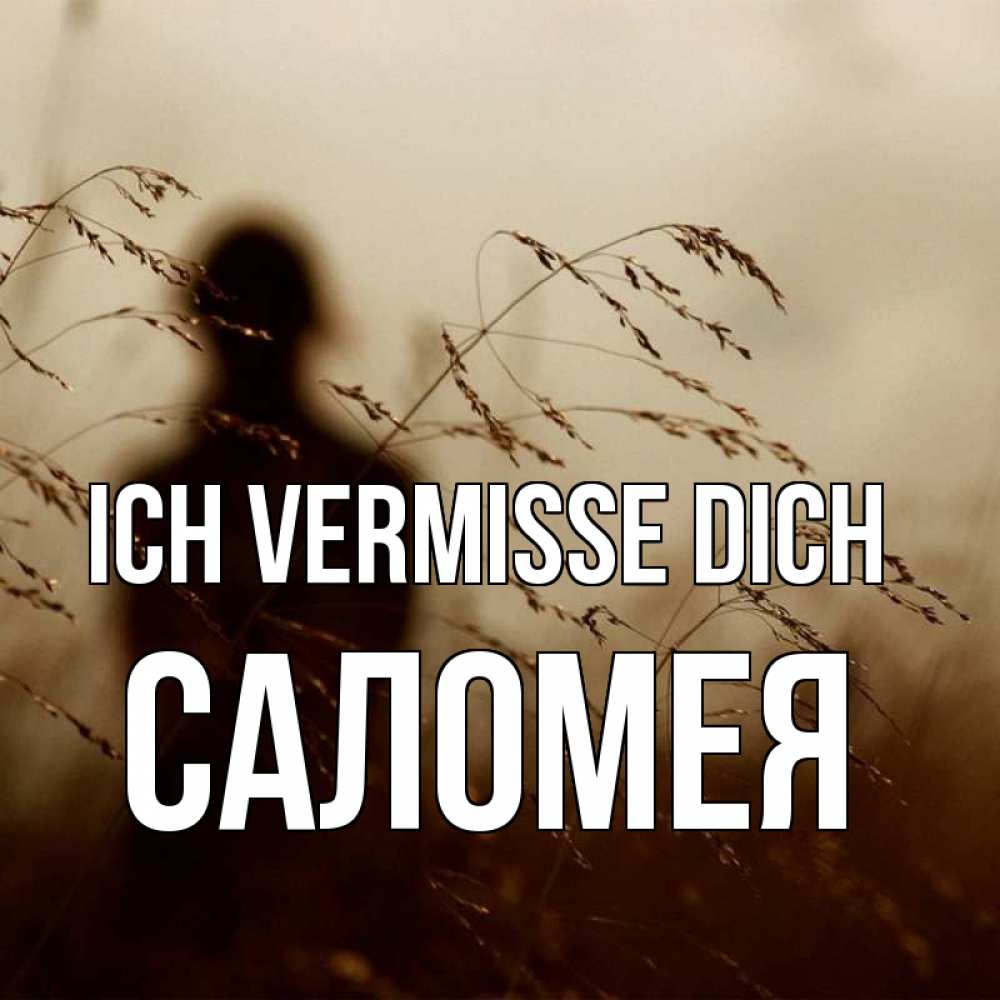 Открытка на каждый день с именем, Саломея Ich vermisse dich силуэт девушки Прикольная открытка с пожеланием онлайн скачать бесплатно 