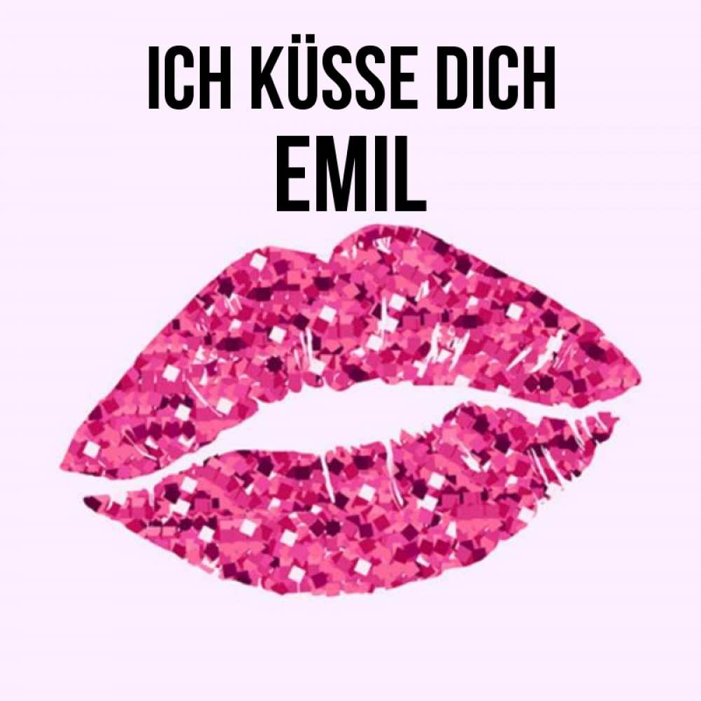 Открытка на каждый день с именем, Emil Ich küsse dich открытка с женскими губами и поцелуем для парня Прикольная открытка с пожеланием онлайн скачать бесплатно 