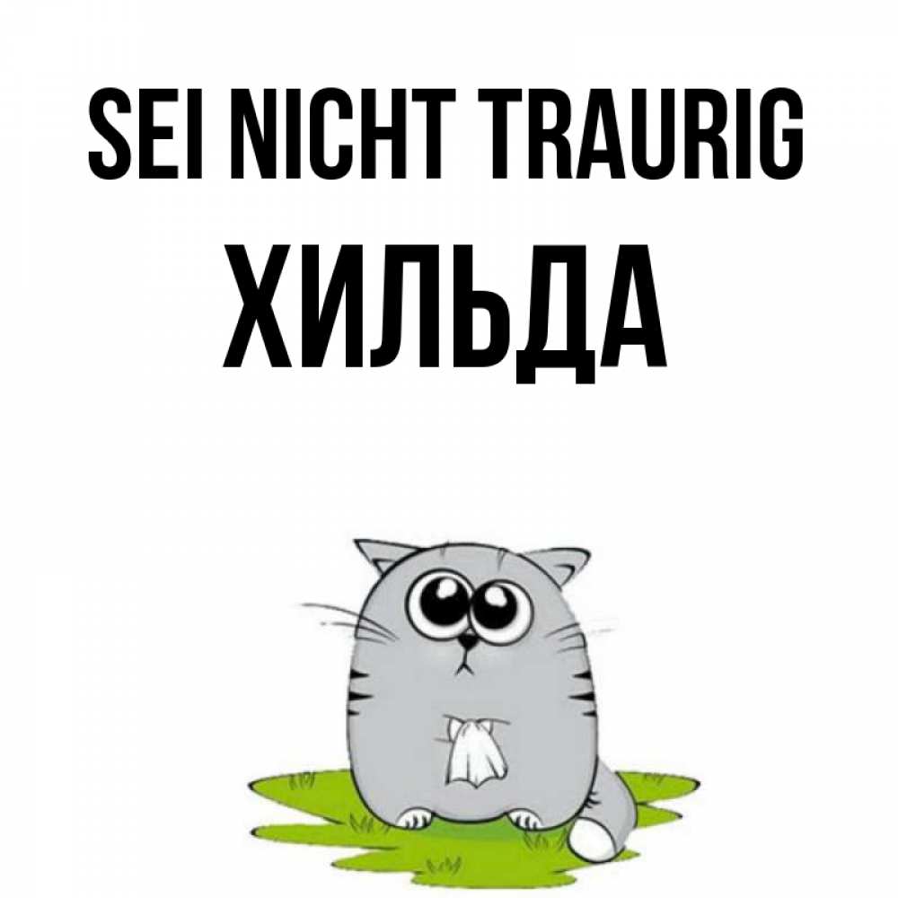 Открытка на каждый день с именем, Хильда Sei nicht traurig грустный котяра Прикольная открытка с пожеланием онлайн скачать бесплатно 