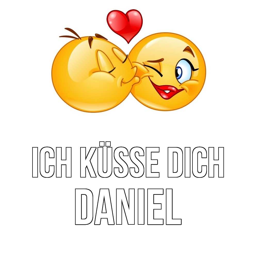 Открытка на каждый день с именем, Daniel Ich küsse dich губы и белые зубы Прикольная открытка с пожеланием онлайн скачать бесплатно 