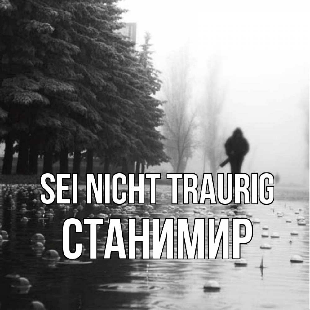 Открытка на каждый день с именем, Станимир Sei nicht traurig улица под дождем Прикольная открытка с пожеланием онлайн скачать бесплатно 