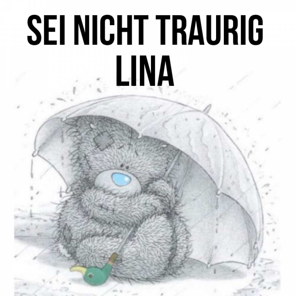 Открытка на каждый день с именем, Lina Sei nicht traurig спасите мишку Тедди Прикольная открытка с пожеланием онлайн скачать бесплатно 