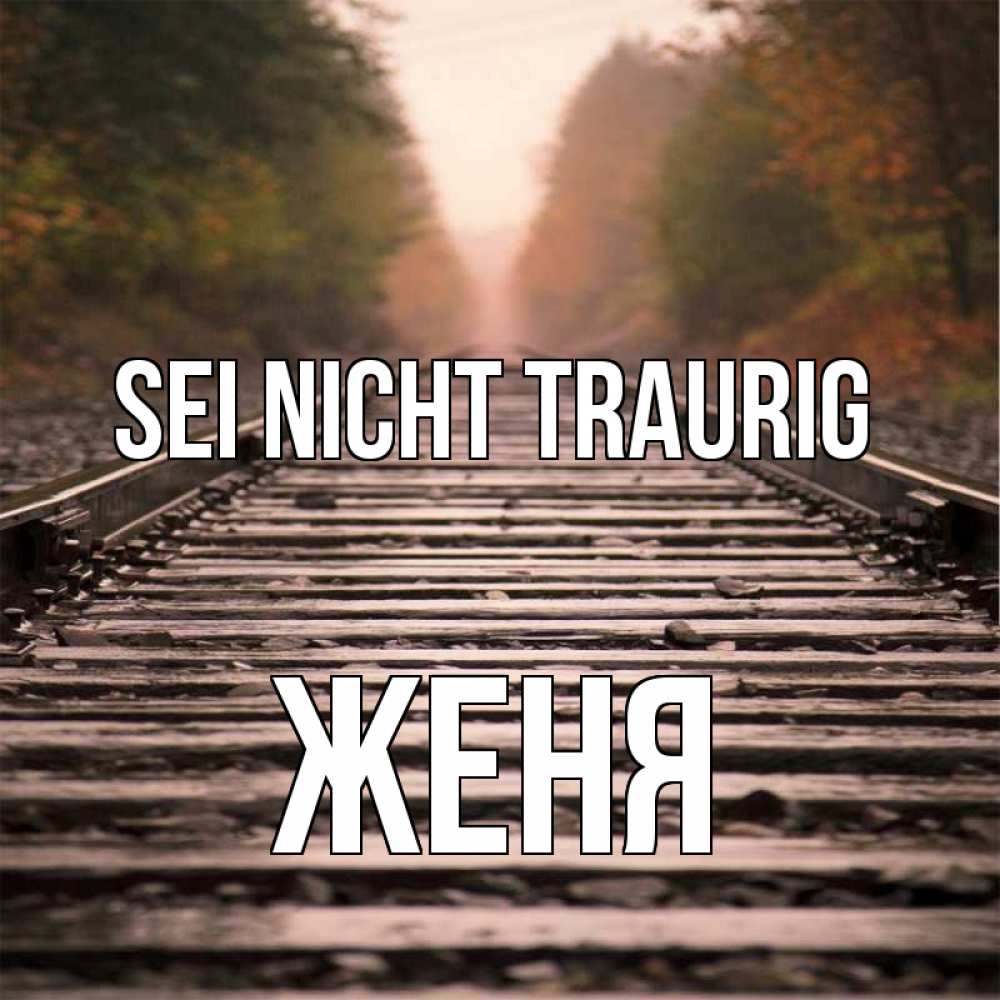 Открытка на каждый день с именем, Женя Sei nicht traurig лес и железная дорога Прикольная открытка с пожеланием онлайн скачать бесплатно 