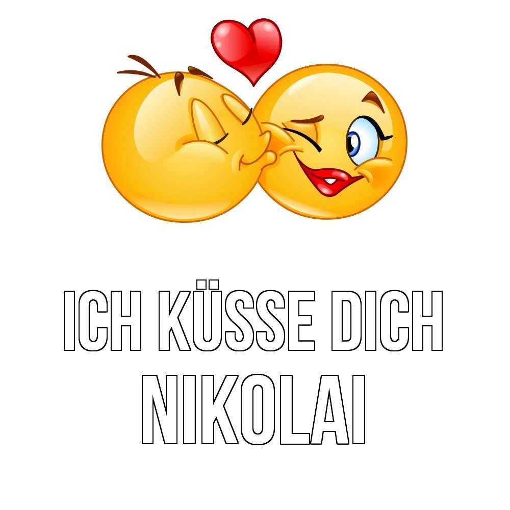 Открытка на каждый день с именем, Nikolai Ich küsse dich губы и белые зубы Прикольная открытка с пожеланием онлайн скачать бесплатно 