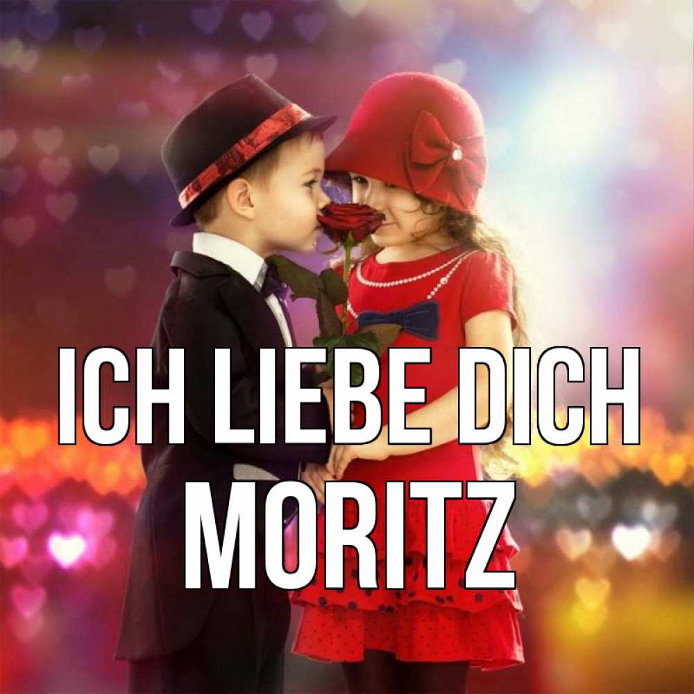 Открытка на каждый день с именем, Moritz Ich liebe dich черное и красное и роза Прикольная открытка с пожеланием онлайн скачать бесплатно 