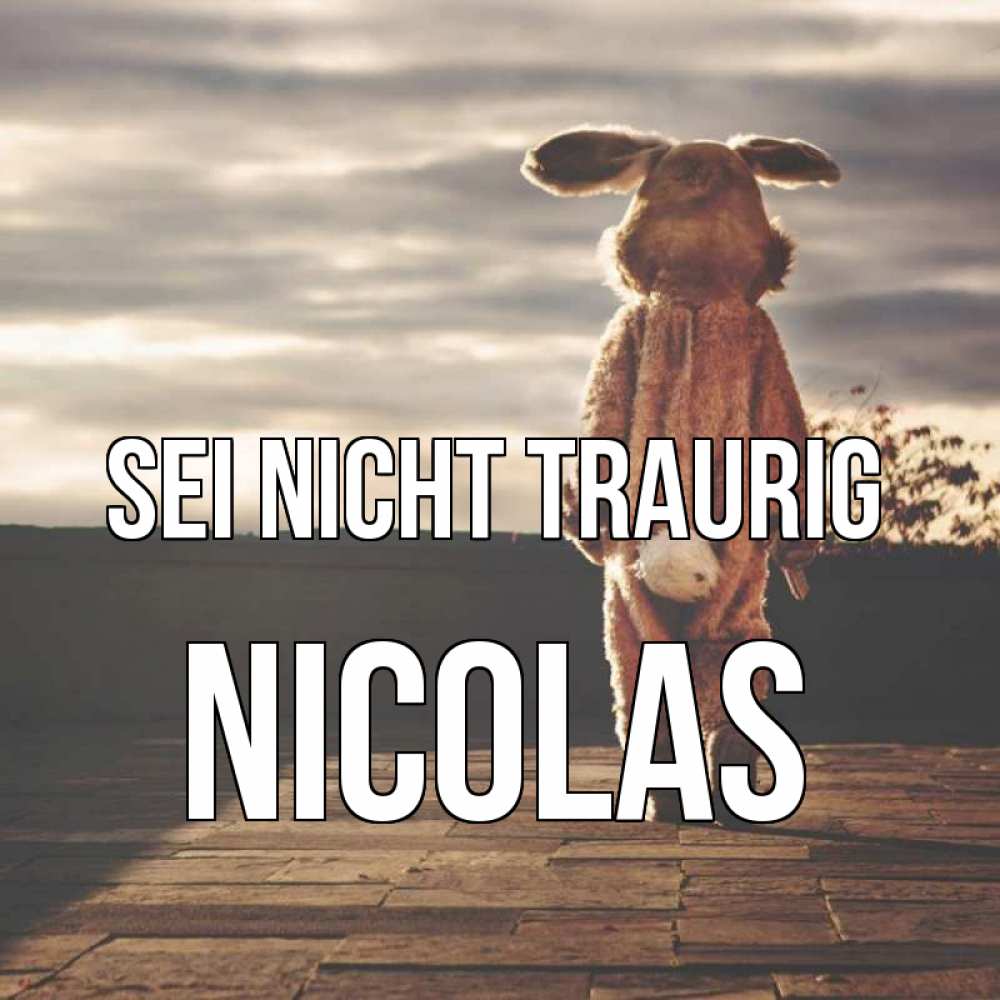 Открытка на каждый день с именем, Nicolas Sei nicht traurig со спины Прикольная открытка с пожеланием онлайн скачать бесплатно 