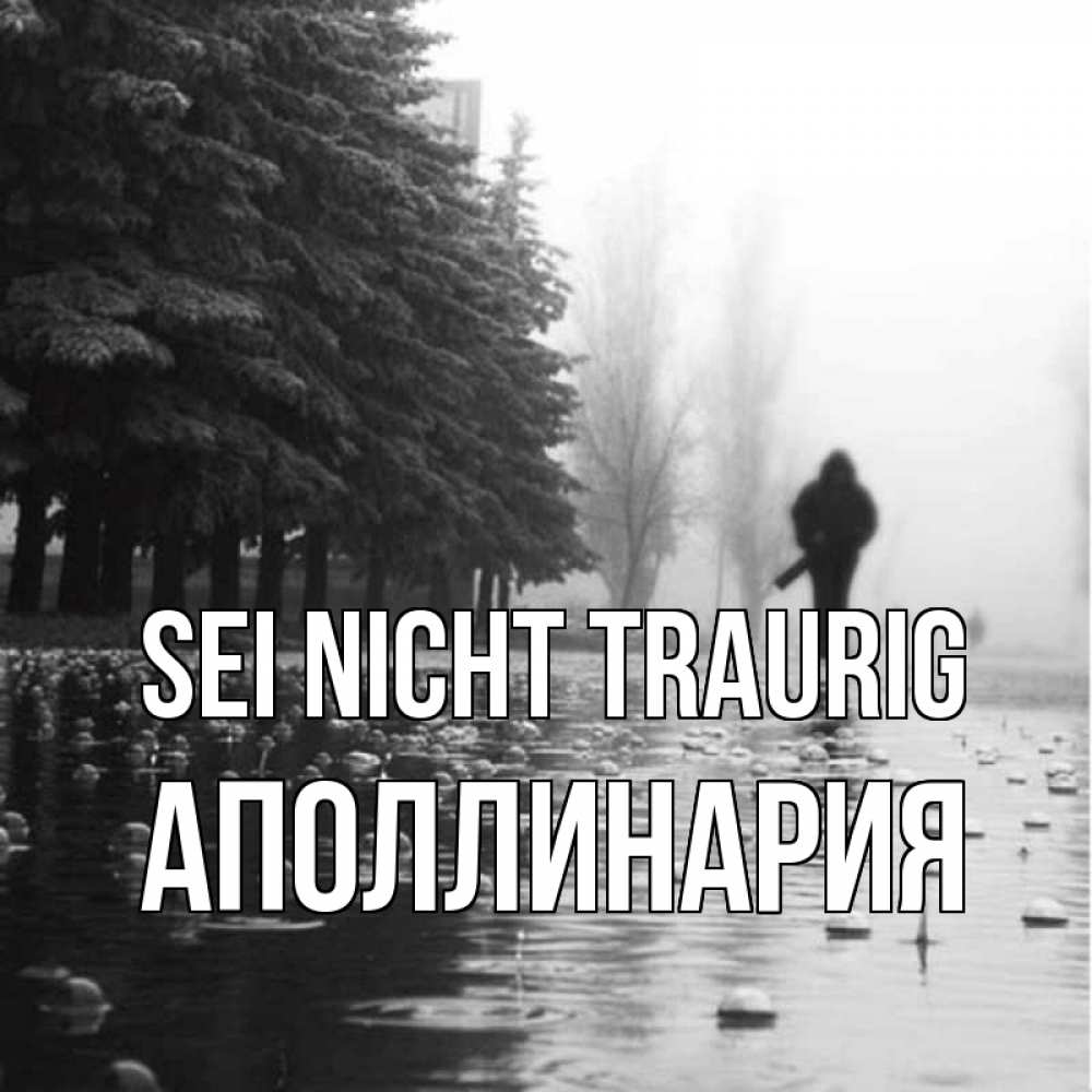 Открытка на каждый день с именем, Аполлинария Sei nicht traurig улица под дождем Прикольная открытка с пожеланием онлайн скачать бесплатно 