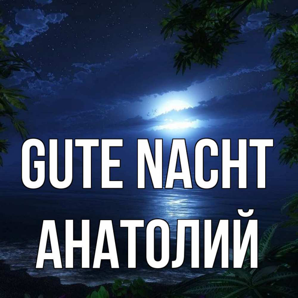 Открытка на каждый день с именем, Анатолий Gute Nacht тропический остров Прикольная открытка с пожеланием онлайн скачать бесплатно 